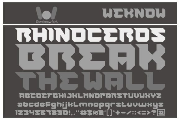 Rhinoceros Break the Wall Sci-Fi Font for Crafters
